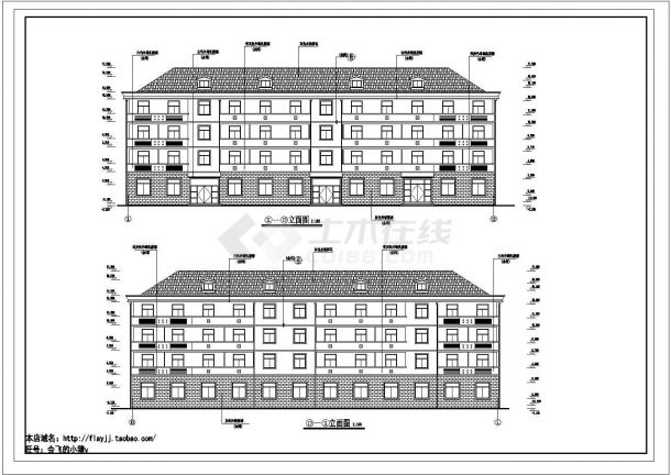 某地区白马中心高级中学四层学生宿舍楼建筑方案设计CAD图（含平立剖）-图二
