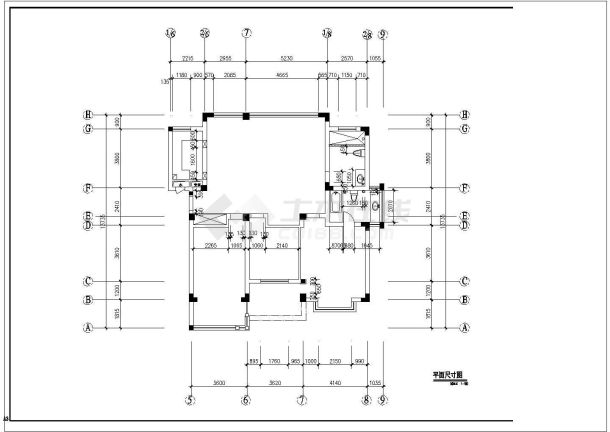 某宿舍楼内部室内装饰设计cad施工图-图一