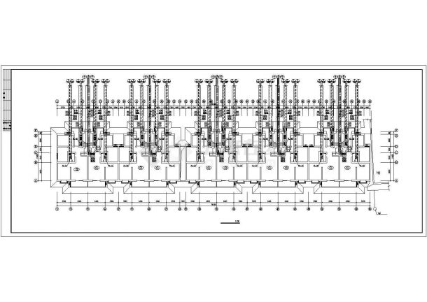 某地长76.5米 宽11.95米 6层住宅楼给排水设计CAD图-图一