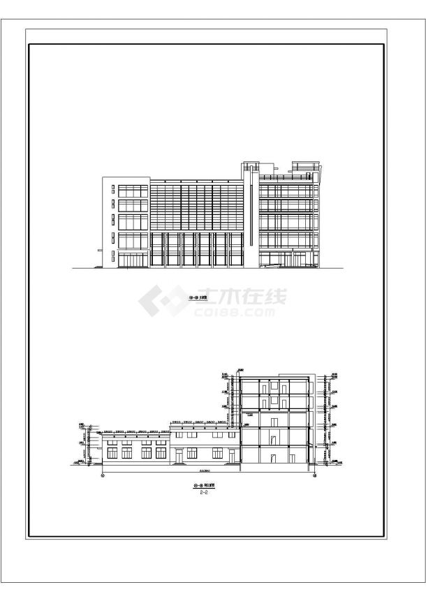 办公楼设计_某城市U型办公楼建筑工程设计CAD祥图-图二