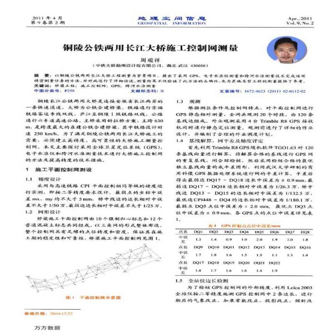 铜陵公铁两用长江大桥施工控制网测量_图1