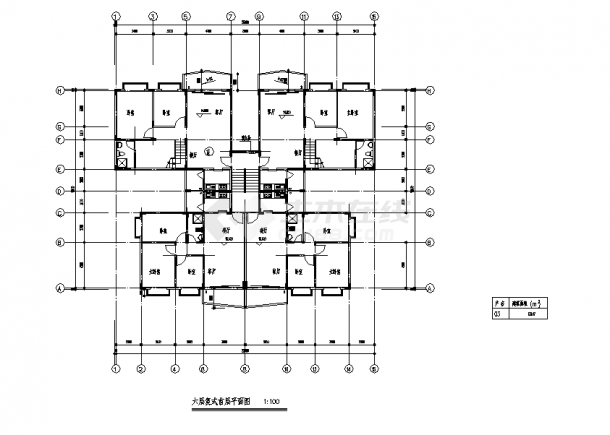 福建七层复式1梯4户点式住宅楼建筑设计施工cad图纸