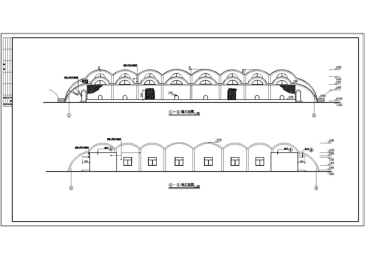 某山地动物园狮馆建筑设计cad施工图纸