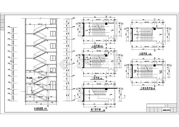 7472平米六层办公楼建施cad图，共二十二张-图二