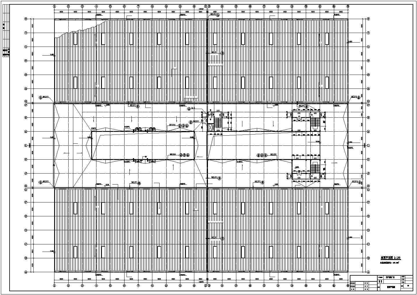 厂房设计_2层16276.28平米生产基地厂房建施图【各层及屋顶平面 3剖面（无立面图）】CAD设计施工图纸