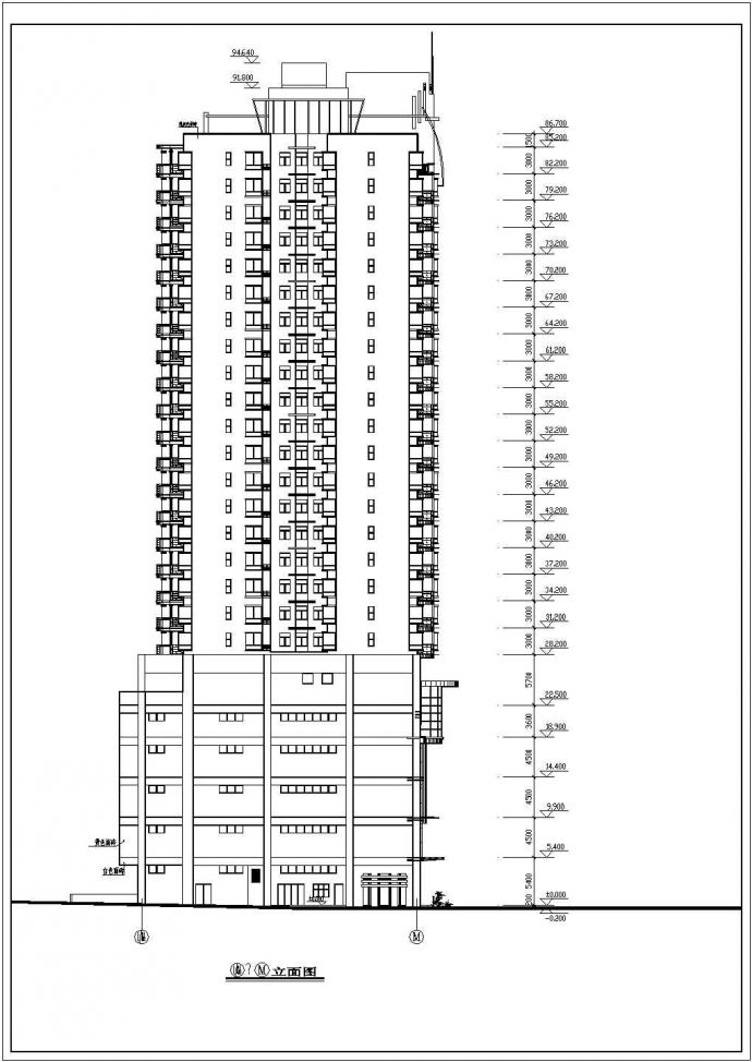某市中心小区高层住宅楼建筑详细方案设计施工CAD图纸_图1
