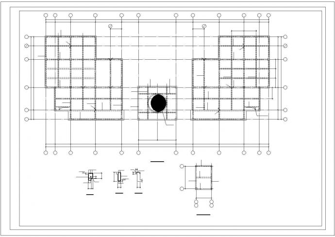 长59.4米宽22米3层框架办公楼结构设计图_图1