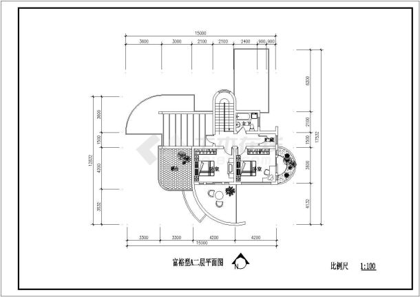 某地区村镇康居住宅楼建筑方案设计施工CAD图纸-图一