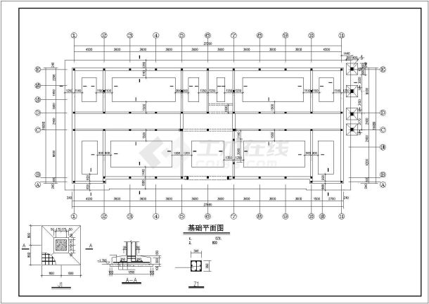 天津市某三层砖混办公楼结构图-图一