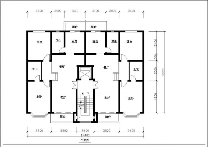 某市区商用多层住宅楼建筑户型方案设计施工CAD图纸_图1