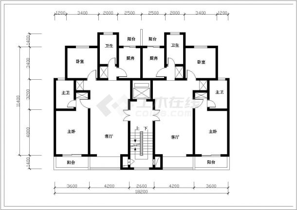 某市区商用多层住宅楼建筑户型方案设计施工CAD图纸-图二