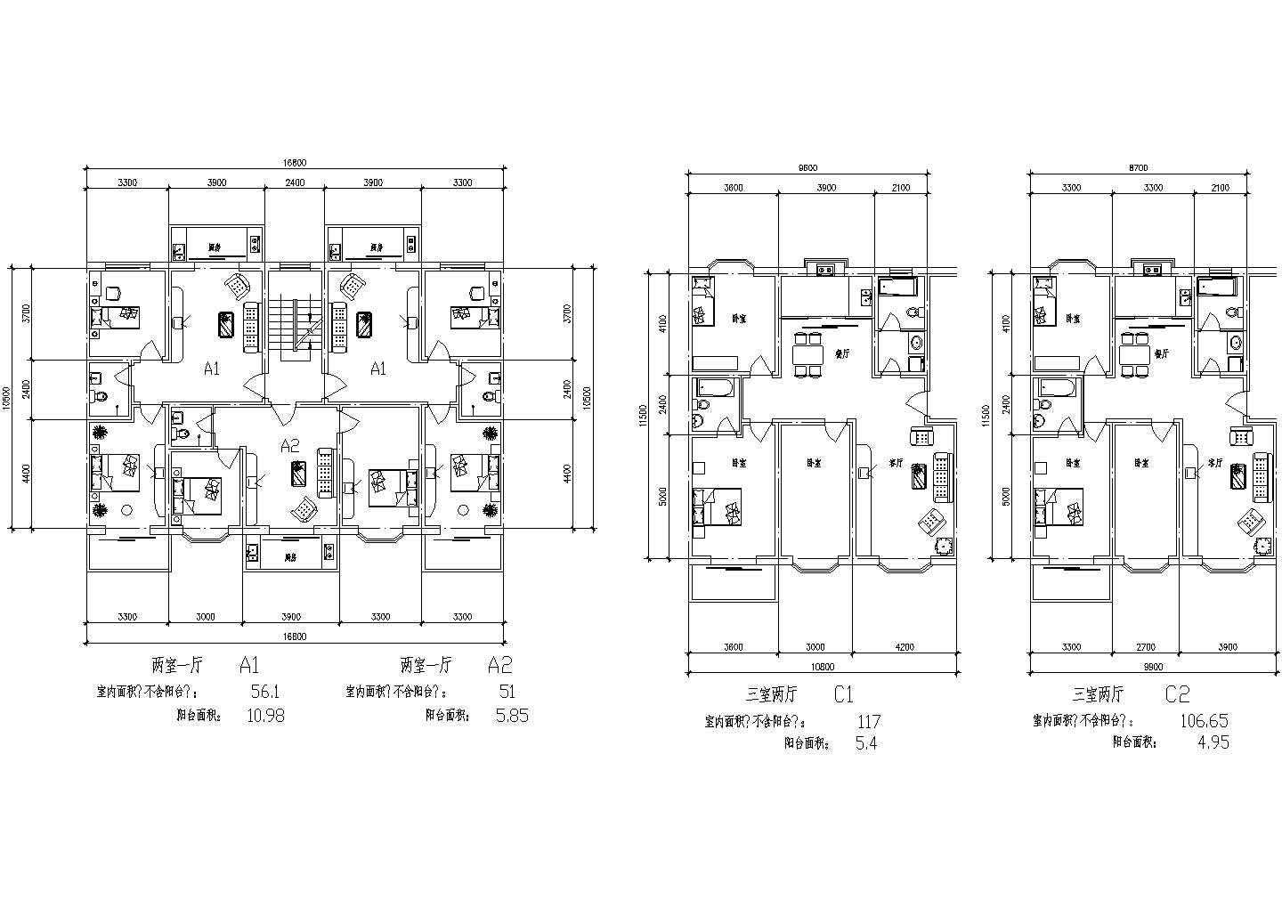某高档小区高层住宅楼建筑户型方案设计施工CAD图纸