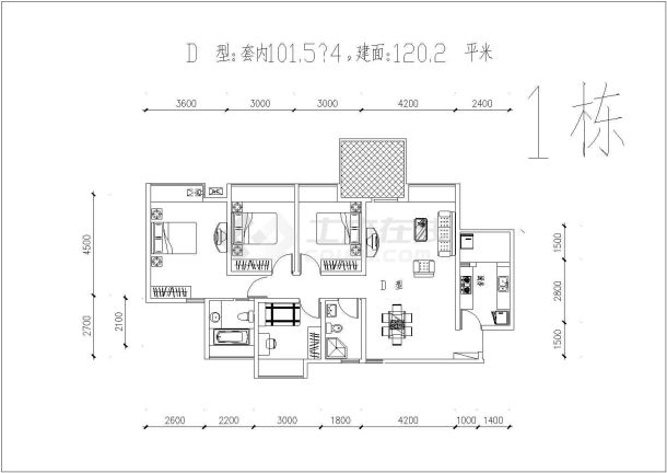 某商业圈底商住宅楼建筑方案经典户型设计施工CAD图纸-图二