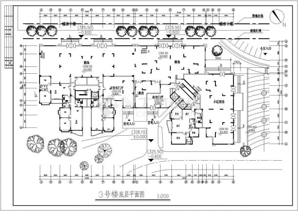 某市中心现代高层住宅楼建筑方案设计施工CAD图纸-图一