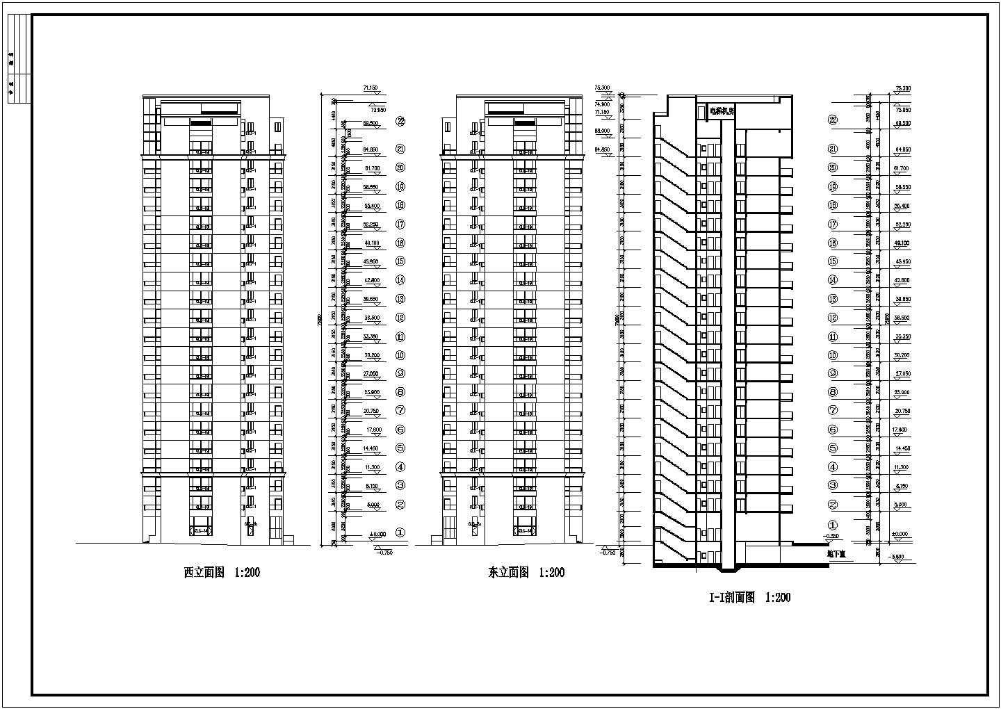 某现代小区高层住宅及会所建筑方案设计施工CAD图纸