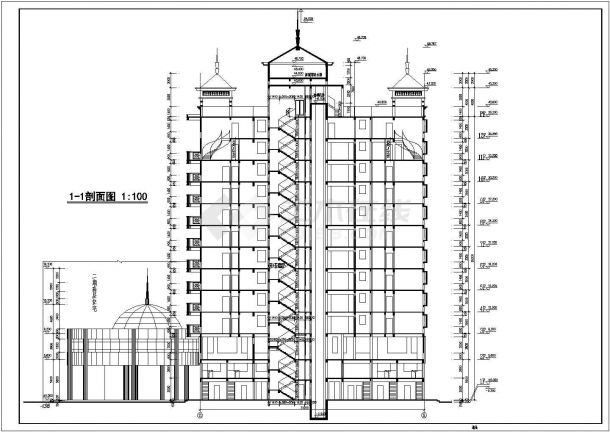 某市中心现代小区高层住宅楼建筑方案设计施工CAD图纸-图一