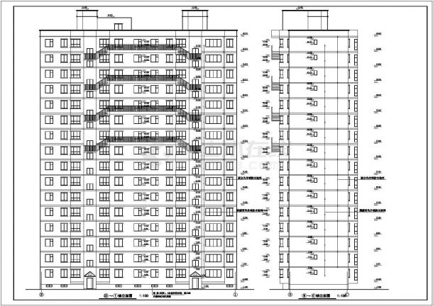 某市中心小区高层居民住宅建筑全套方案设计施工CAD图纸-图二