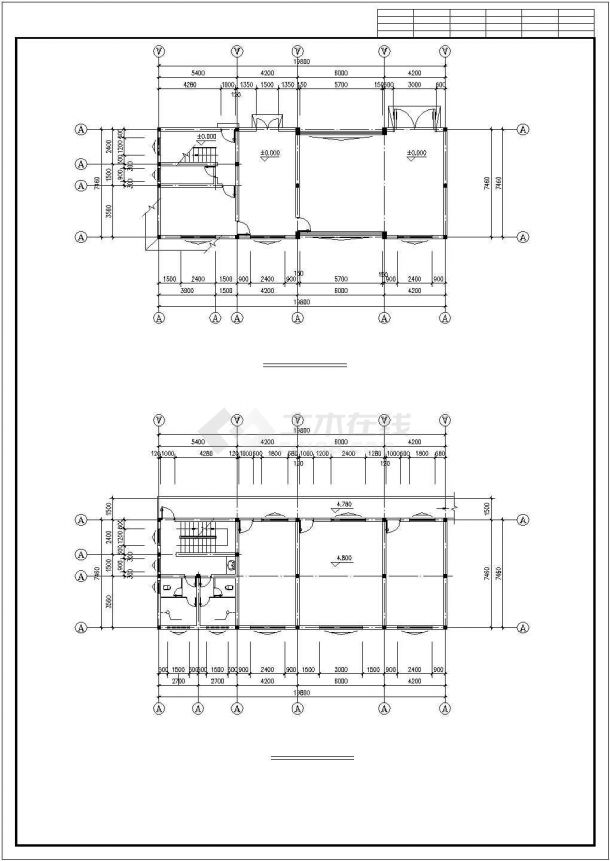 长19.8米 宽7.46米 2层水厂建筑设计图【平立剖】CAD设计施工图纸-图一