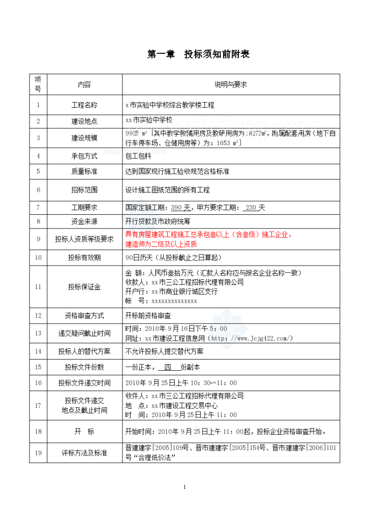 某市某实验中学校综合教学楼工程招标文件-图一