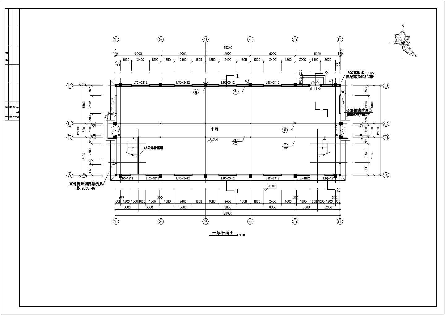 厂房设计_2层740.28平米精密仪表厂房建筑施工图【平立剖 楼梯 节点大样】CAD设计施工图纸