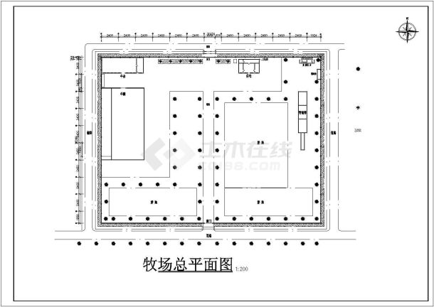 长30.724米 宽23.28米 单层牧场建筑施工图设计CAD设计施工图纸-图二