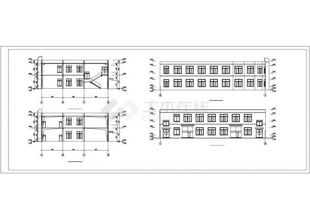 厂房设计_长34.7米 宽22米 2层厂房建筑设计图【平立剖】CAD设计施工图纸-图二