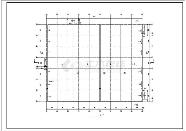 厂房设计_单层2207平米钢结构厂房丙类建筑施工图【平立剖 节点大样 说明】CAD设计施工图纸-图一