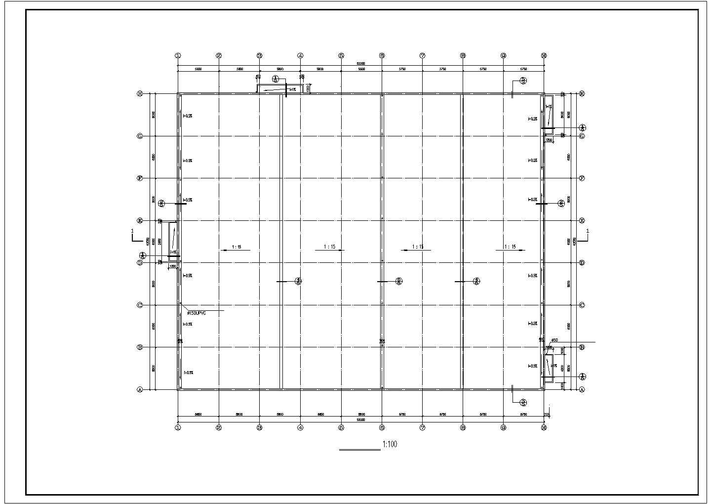 厂房设计_单层2207平米钢结构厂房丙类建筑施工图【平立剖 节点大样 说明】CAD设计施工图纸