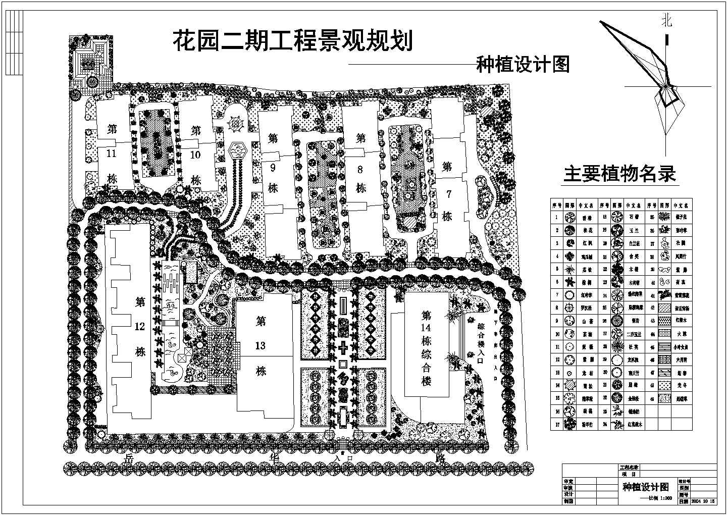 某景区公园景观种植规划设计cad图(主要植物名录)