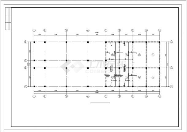 长42米宽15米3层独立基框架办公楼结构施工图-图一
