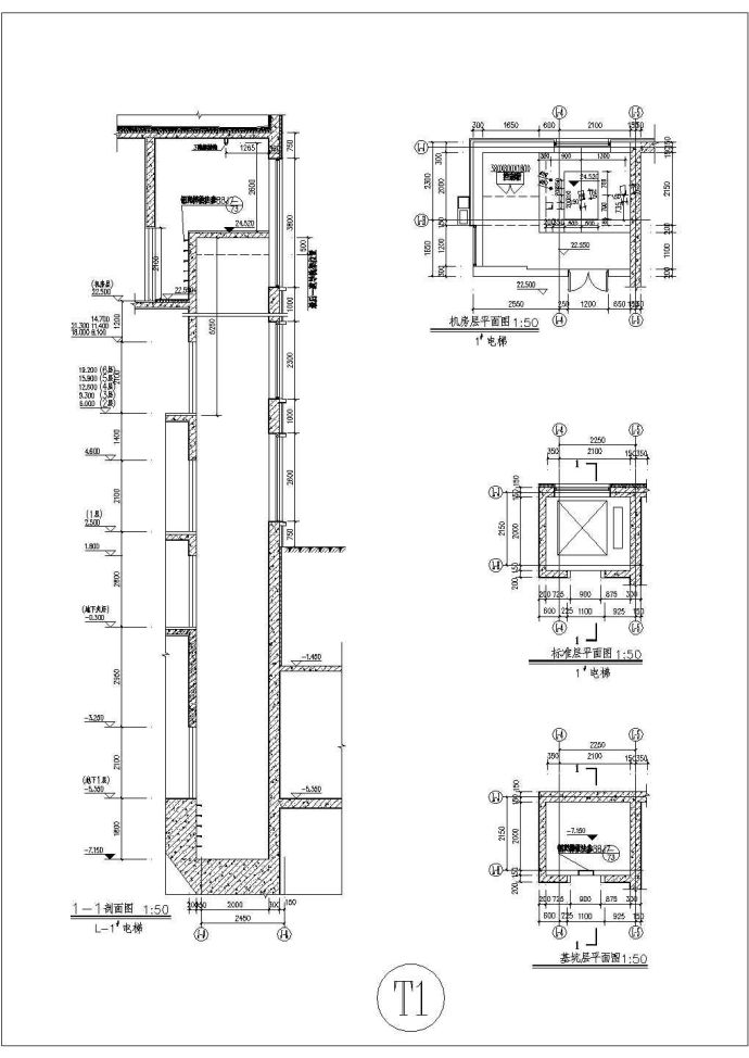 某工程电梯设计cad施工大样图_图1