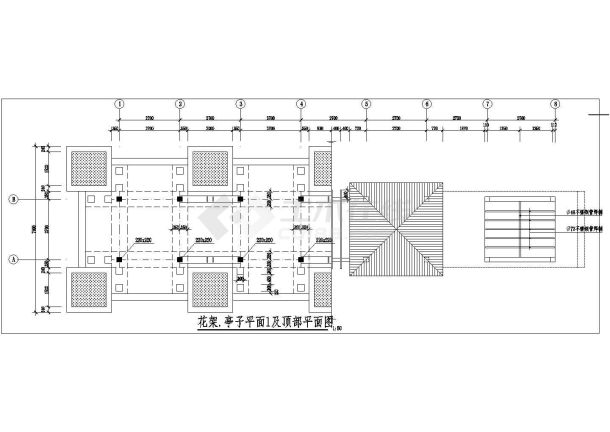 某花架.亭子建筑cad设计施工大样图-图一