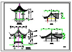 古建筑建筑亭子及走廊结构cad设计施工图-图二