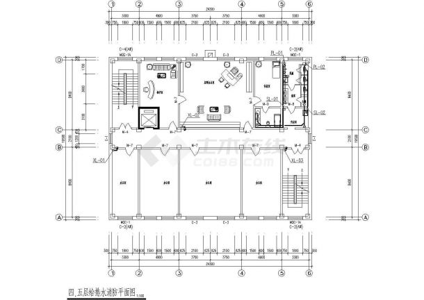 一套-1+6层展厅办公楼给排水设计图（标注详细）-图二