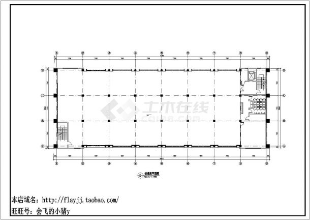 厂房设计_长61.6米 宽22.8米 5层6739平米厂房建筑设计方案CAD设计施工图纸-图一