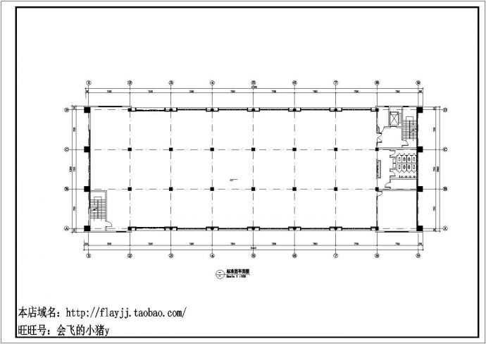 厂房设计_长61.6米 宽22.8米 5层6739平米厂房建筑设计方案CAD设计施工图纸_图1