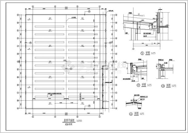 某单层钢结构仓库成品车间设计CAD全套建筑施工图（含设计说明）-图二