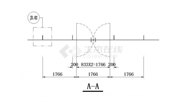 某市区地弹门结构布置CAD参考详图-图一