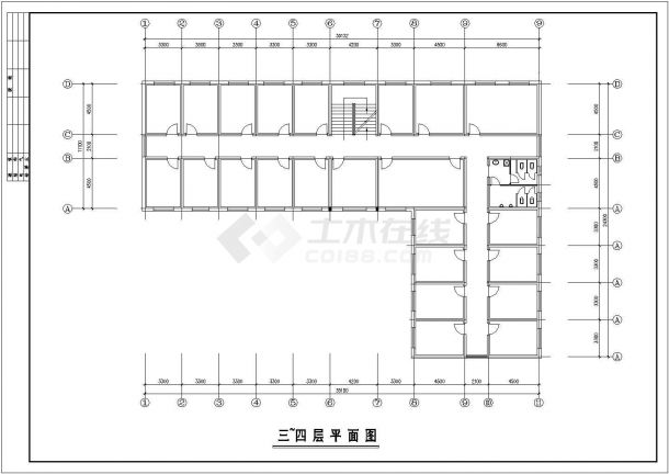 某工厂生产厂房及办公楼联建设计cad建筑施工图纸（标注详细）-图二