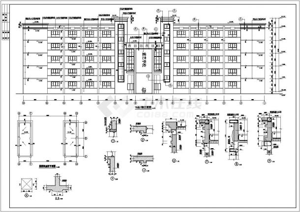 【5层】3294.6平米五层CAD框架综合教学楼工程量计算及施工组织（含建筑结构图、平面图、进度图、网络图）-图二