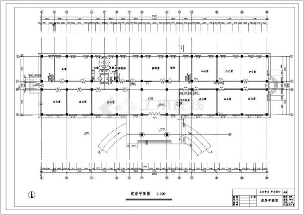 【5层】5443平米框架CAD办公楼（计算书、建筑、结构图纸）-图一