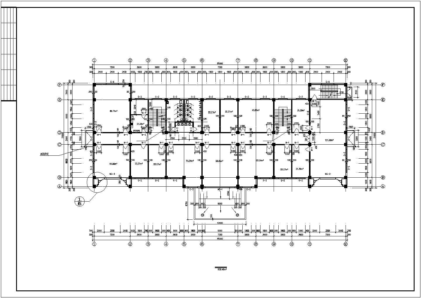 5层4687.52平米框架欧式轮胎厂办公楼建施图【平剖面 楼梯 卫生间大样 节点大样图 设计说明】.