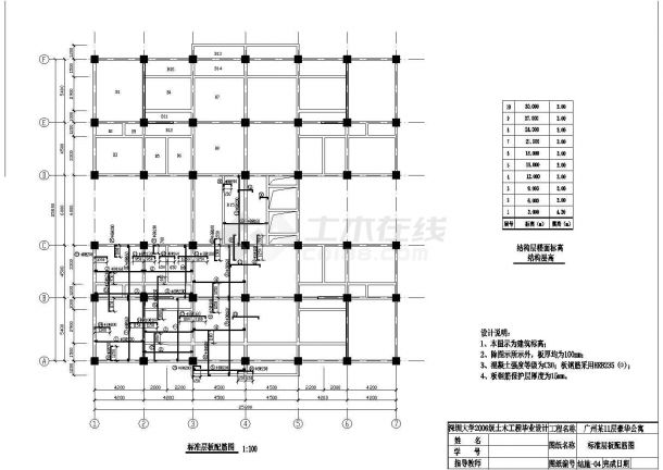 【11层】6442平米11层CAD框剪豪华公寓（计算书、建筑、结构图）-图二