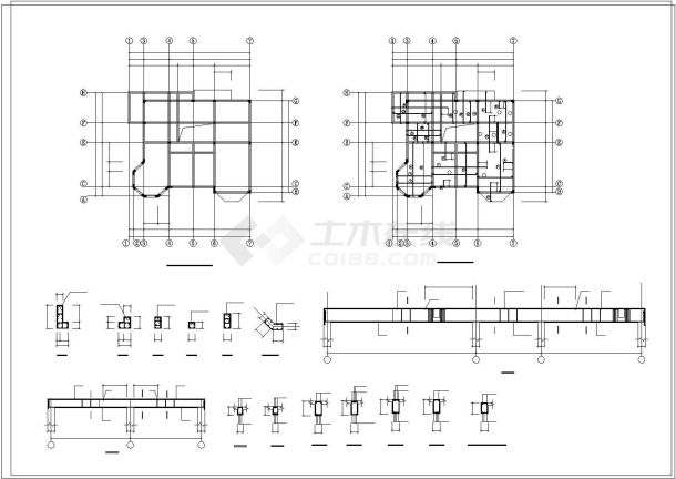 两层小别墅建筑全套CAD结构施工图纸-图二