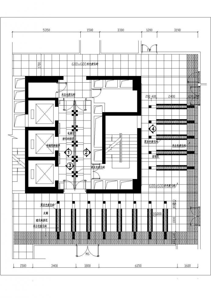 某物委办公楼电梯厅装修设计cad施工详图（大院设计）_图1