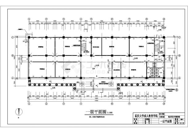 某2841平米四层中学教学楼CAD（计算书、施组、建筑、结构图）-图一