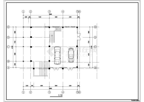 某地区错层别墅建筑结构CAD设计施工图-图一