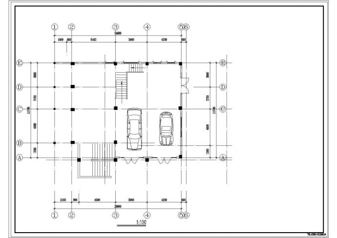 某地区错层别墅建筑结构CAD设计施工图_图1