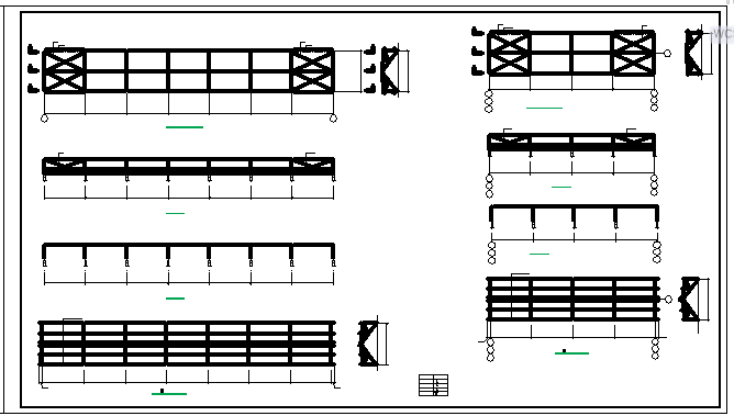 六米跨钢天窗架结构cad施工设计图