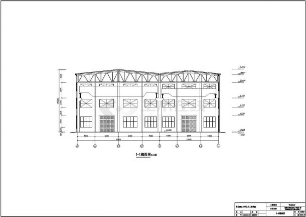 某跨度21、15米长度60米排架CAD结构厂房（计算书、建筑、结构图）-图二